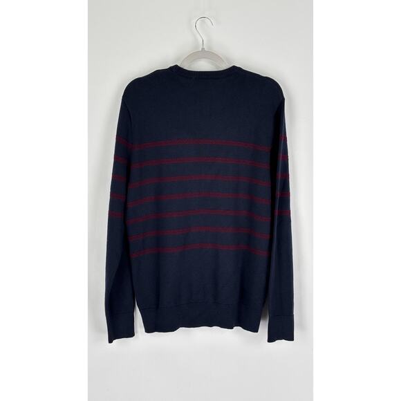 Banana Republic Striped Knit Crew Neck Sweater Pullover Mens Size Large Blue New - Picture 3 of 6